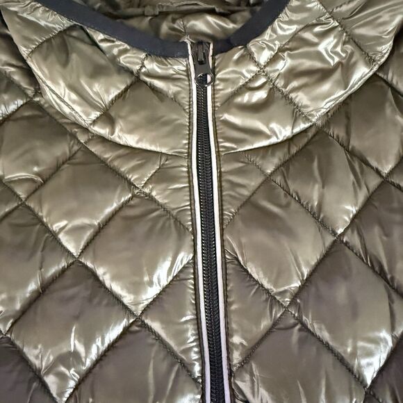 NOIZE Stella Vegan Hooded Quilted Lightweight Puffer‎ Jacket Olive Green Size XL - Picture 4 of 14
